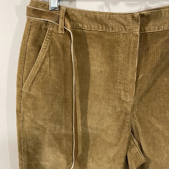 Talbots Petites Stretch Corduroy Cuffed Capri Brown Velvet Ribbon Belt 8 - Picture 4 of 16